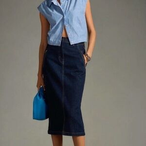 Anthropologie Pilcro Denim Midi Pencil Jean Skirt Womens Size 10 NWOT